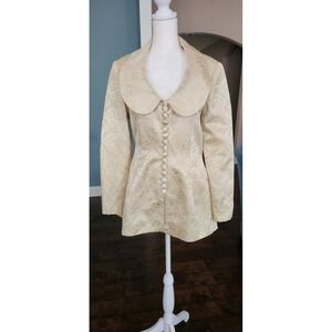 Vintage Peggy Jennings Floral Brocade Jacket Women 6  Excellent Peter Pan Collar